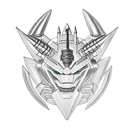 An intricate portrait of Aggron with its metallic armor shining in a realistic style tattoo design idea