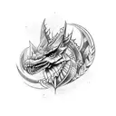 dragão com assas abertas  tattoo design idea