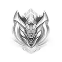 dragão com assas abertas  tattoo design idea