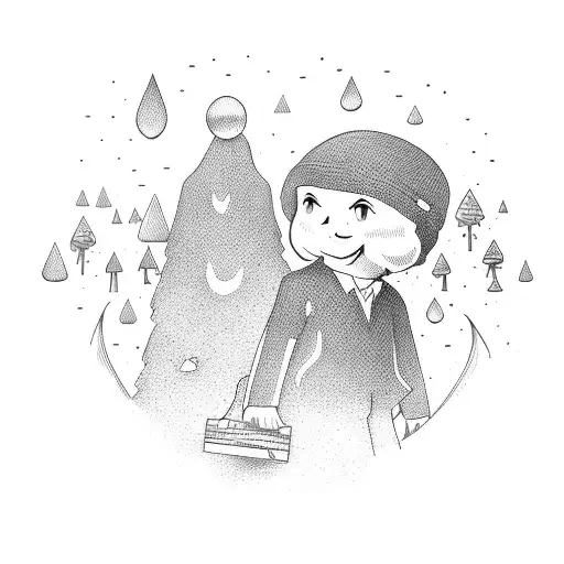 un hombre y niño en un bosque tattoo design idea