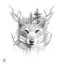 paisaje de bosque, con un niño y su padre tattoo design idea