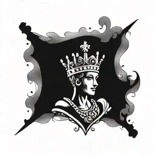 Create a tatto design of a queen chess piece and a sneak aruond of that in band af hand tattoo design idea