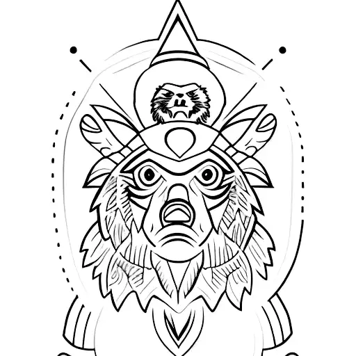 Totem with eagle on top of bear on top of turtle tattoo design idea