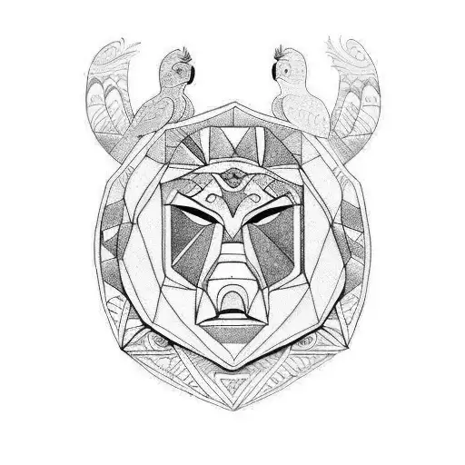 Totem with eagle, bear and turtle tattoo design idea