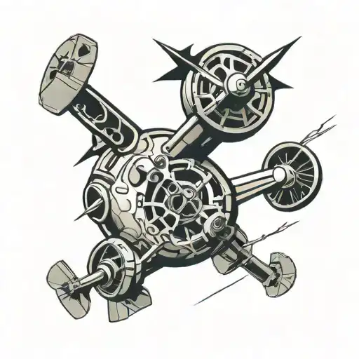 Atomic bomb drone crashing tattoo design idea