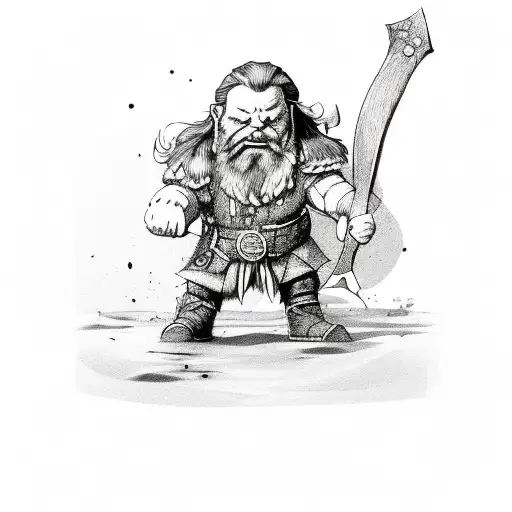 dwarf and axe tattoo design idea