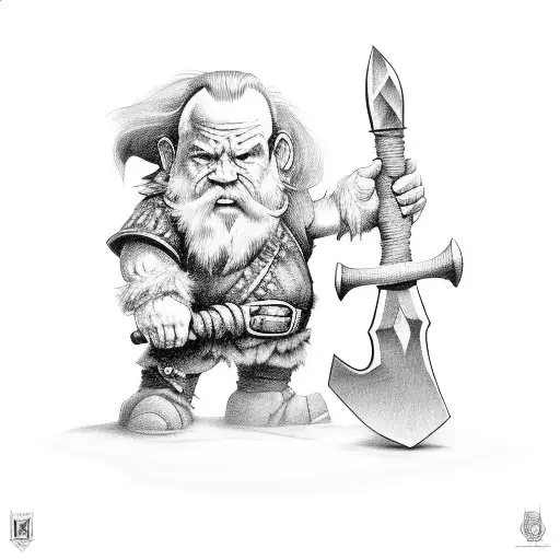 dwarf and axe tattoo design idea