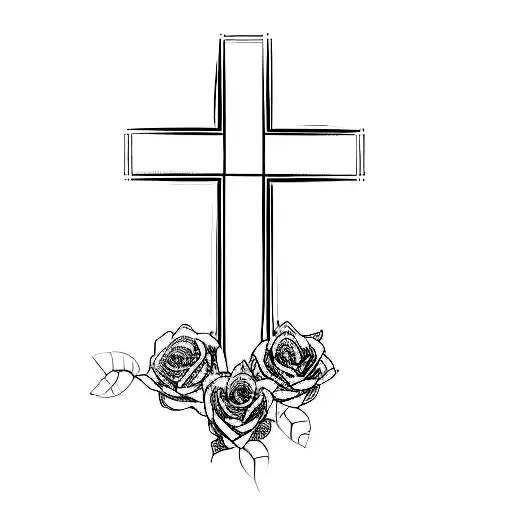 a cross and roses tattoo design idea
