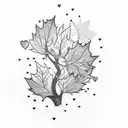 tree, steps, black birds, nautical star, maple leaf, small skills, small hearts tattoo design idea