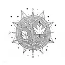 tree, steps, black birds, nautical star, maple leaf, small skills, small hearts tattoo design idea