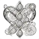 DNA, evolution theory interwoven with sacred tattoo design idea