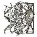 DNA, evolution theory interwoven with sacred tattoo design idea