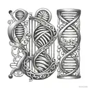 DNA, evolution theory interwoven with sacred tattoo design idea
