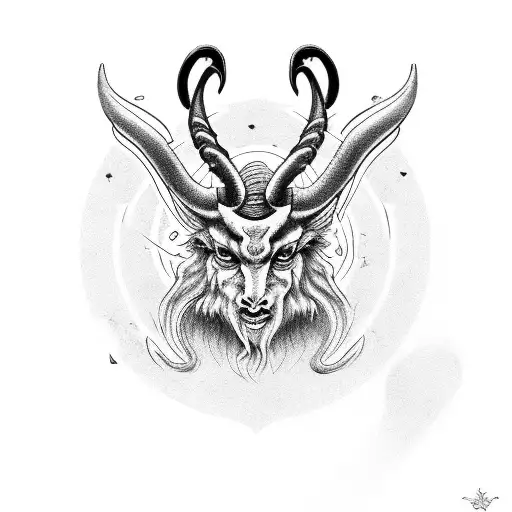 baphomet, Saturn glyph, capricorn tattoo design idea