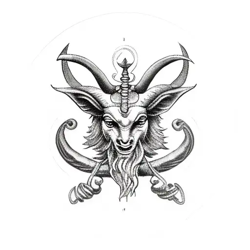baphomet, Saturn glyph and earth element sigil tattoo design idea