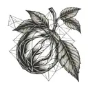 peach fruit with geometric design tattoo design idea