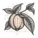 peach fruit with geometric design tattoo design idea