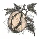 peach fruit with geometric design tattoo design idea