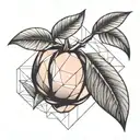 peach fruit with geometric design tattoo design idea