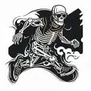 running guy skeleton  with cap sunglasses sneakers and looks happy tattoo design idea