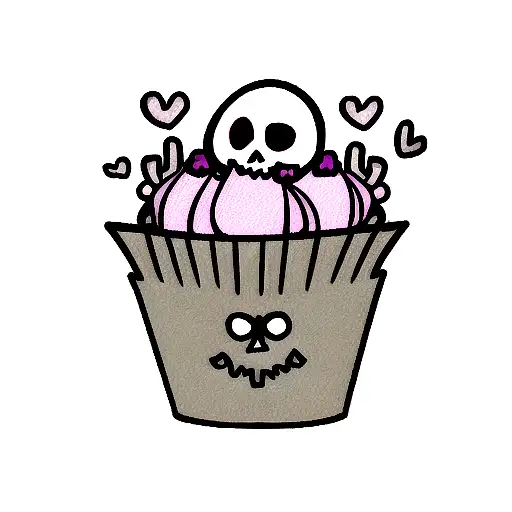 chin up cupcake skull tattoo design idea