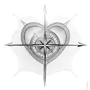 heart compass fingers tattoo design idea