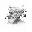 a weathered man chasing the memories of his wife  tattoo design idea