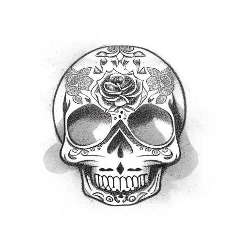 mexican sugar skull with roses  tattoo design idea