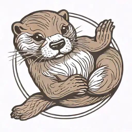 otter holding hand in circle tattoo tattoo design idea