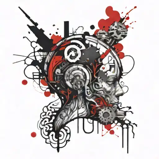 psychedelic brain tattoo design idea