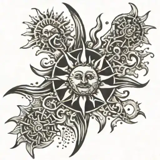 Sun fractal computer tattoo design idea