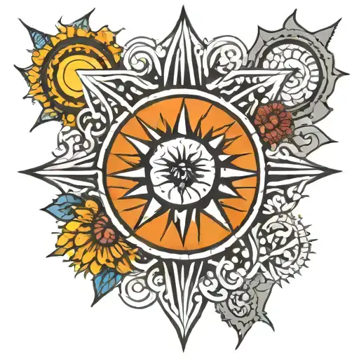 Sun  fractal tattoo design idea