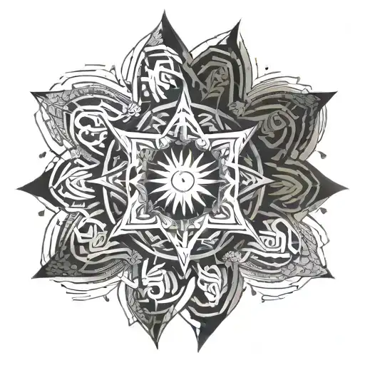 Sun fractal computer tattoo design idea