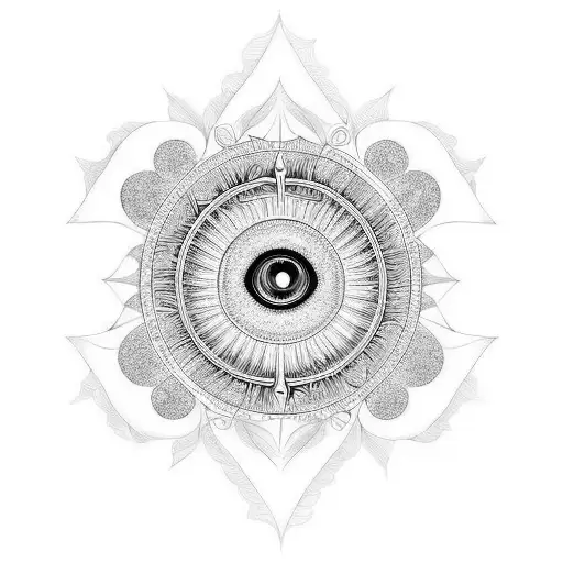 Fractal Sun with giant eye tattoo design idea