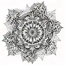Sun fractal computer tattoo design idea