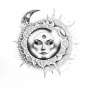 Moon and Sun fractal tattoo design idea
