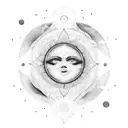 Moon and Sun fractal tattoo design idea