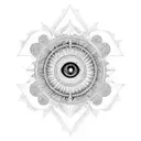 Fractal Sun with giant eye tattoo design idea