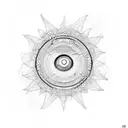 Fractal Sun with giant eye tattoo design idea