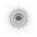 Fractal Sun with giant eye tattoo design idea