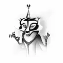 Create a vector tattoo design inspired by King Julian from the movie Madagascar. Capture the charismatic and regal essen tattoo design idea