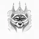 Create a vector tattoo design inspired by King Julian from the movie Madagascar. Capture the charismatic and regal essen tattoo design idea