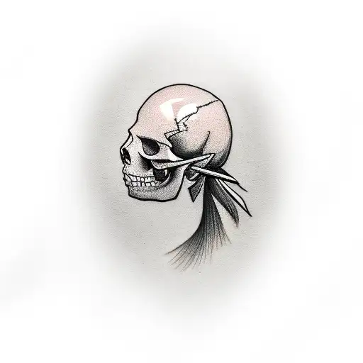 woman smoking with half of her face as a skull tattoo design idea