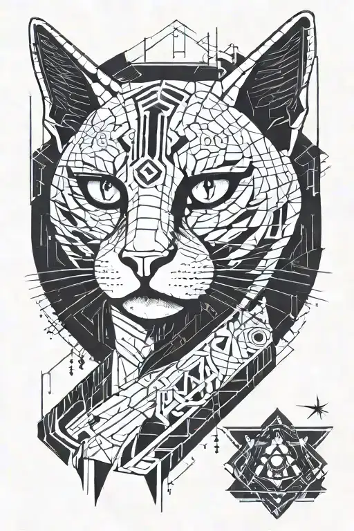 Egyptian cat tattoo design idea