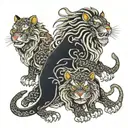 two Shishi Lion male and female tattoo design idea