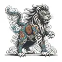 two Shishi Lion male and female tattoo design idea