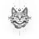 space cat with guitar tattoo design idea