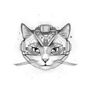 space cat with guitar tattoo design idea