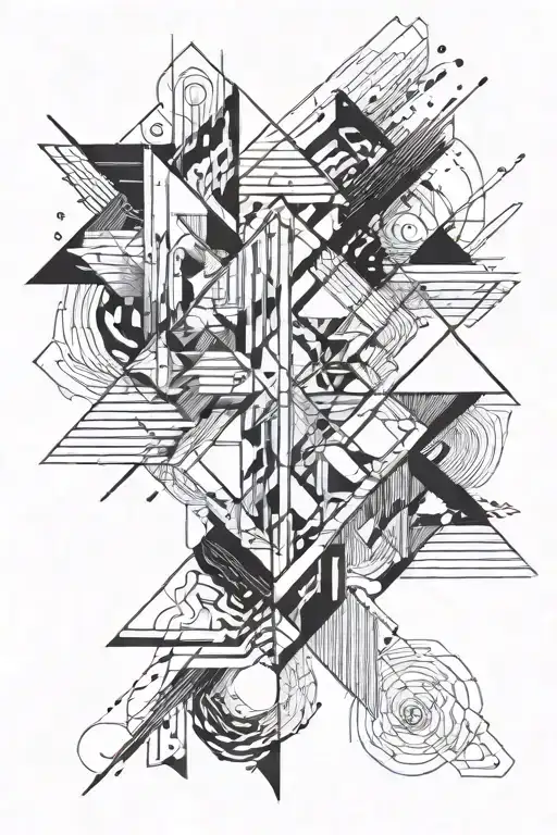 brush strokes geo symteric shapes tatto tattoo design idea