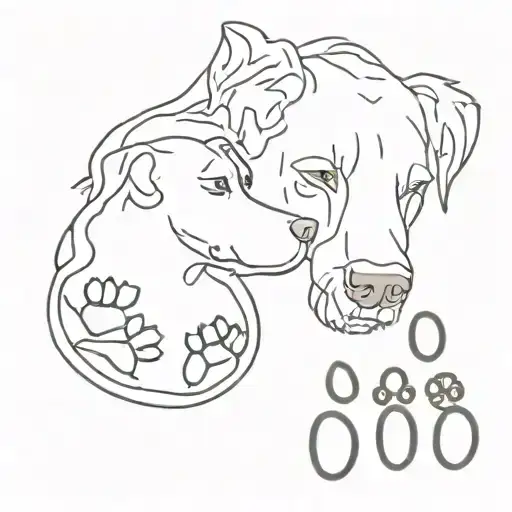 son and dog paw print tattoo design idea